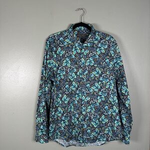 Paisley & Gray Men’s Large-17 Slim Fit Spring Summer Butterfly Print Button Down